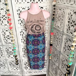 Long boho chic multi colored pencil  skirt